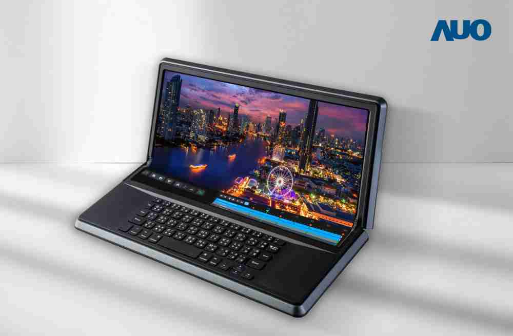 888.BY集团电子游戏14.6吋Micro LED折迭显示屏幕，，，搭配半径4mm的弯折绞炼，，，以及高画素、、、高亮度、、、高对比度的显示技术特点，，，即便在大视角下仍保有绝佳色相与亮度