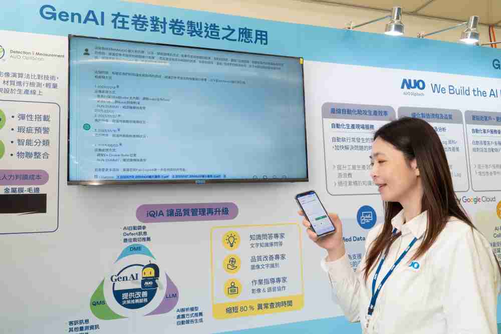 888.BY集团电子游戏数位积极发展数智化转型，，透过AI落地应用优化制造流程，，，革新人力、、、生产效率与设备维护效益，，图为〝智能质量推升助手-iQIA〞（Intelligent quality improve assistant）应用情境，，协助质量管理再升级。。